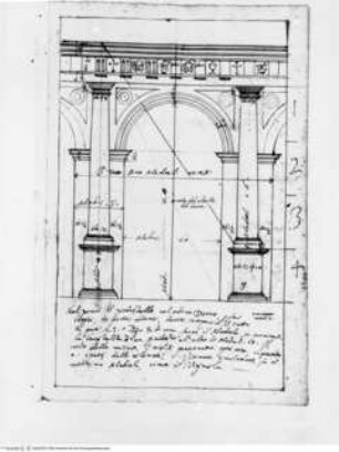 Trattato dell' ordine cinquen e dell' architettura civile, Die Dorische Ordnung mit Sockelung in Verbindung mit einer Bogenstellung