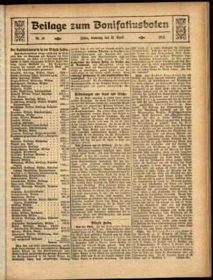 Zweite Ausgabe vom Sonntag, den 21. April 1912.