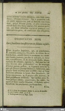 Observatio XXVII. Iura simultanee investitorum ex felonia vasalli