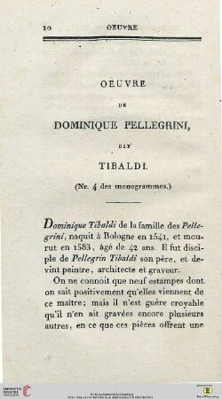 Oeuvre de Dominique Pellegrini dit Tibaldi