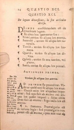 Quaestio XCI. De legum diversitate, in sex articulos divisa.