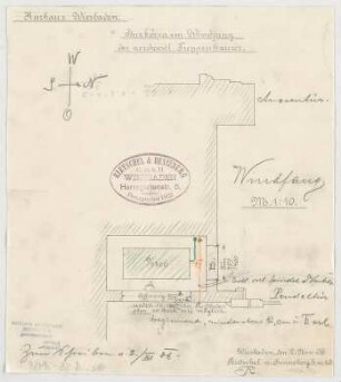 Thiersch, Friedrich von; Wiesbaden; Kurhaus - Heizkörper im Windfang Treppenhaus Nordwest (Schnitt)