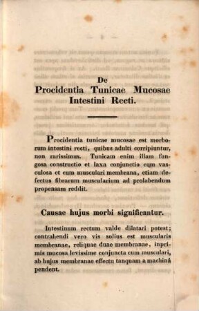 De adultorum procidentia tunicae mucosae intestini recti