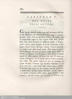 Capitolo V. Del Gusto Degli Antichi.