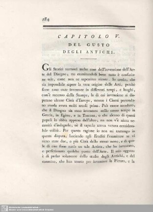 Capitolo V. Del Gusto Degli Antichi.