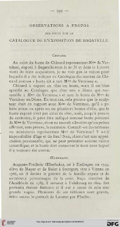 Observations à propos des notes sur le catalogue de l'exposition de Bagatelle