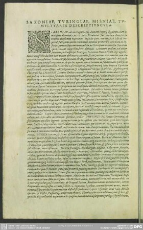 Saxoniae, Turingiae, Misniae, Tumultuaria Descriptiuncula