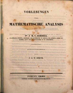 Vorlesungen über mathematische Analysis