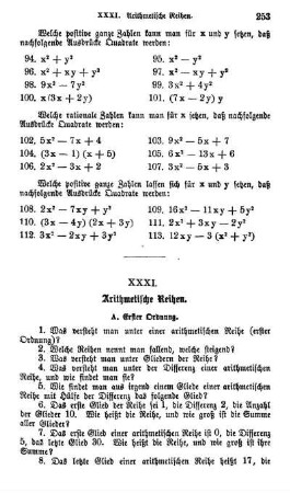 XXXI. Arithmetische Reihen.