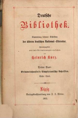 Hans Jacob Christoffels von Grimmelshausen Simplicianische Schriften, 1