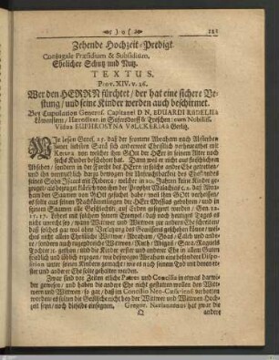Zehende Hochzeit-Predigt.