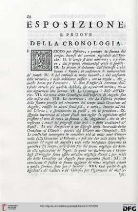 Esposizione, e pruove della cronologia