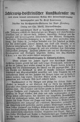 Schleswig-holsteinischer Kunstkalender 1911