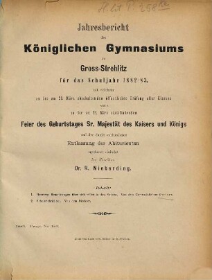 Jahresbericht : über das Schuljahr .... 1882/83
