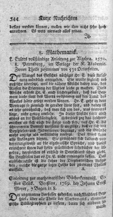 Vollständige Anleitung zur Algebra. Bd.1.2.