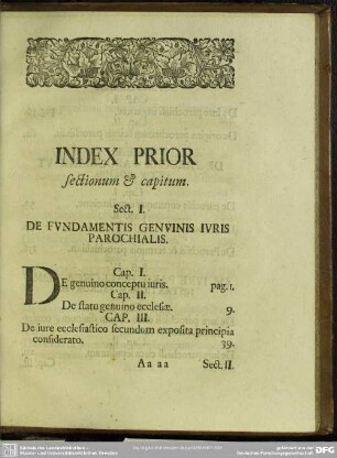 Index Prior sectionum & capitum