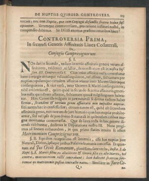 Controversia Prima, In secundi Generis Affinitatis Linea Collaterali , ...