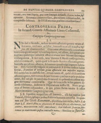 Controversia Prima, In secundi Generis Affinitatis Linea Collaterali , ...