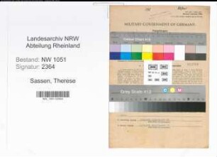 Entnazifizierung Therese Sassen , geb. 21.10.1899 ()