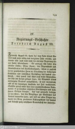 IV. Regierungs-Geschichte Friedrich Ausgust III.