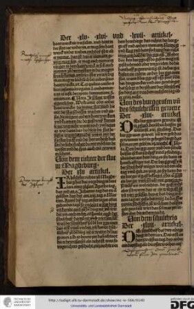 Ir hoecher richter zu MAgdeburg hat drei vogtding in dem iare, eines zu sant Agatha tag...
