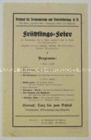 Programm der Frühlings-Feier des Verbandes des Freidenkertums und Feuerbestattung