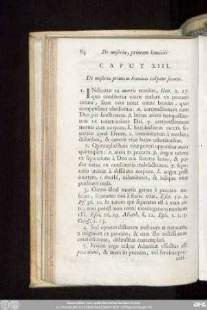 Caput XIII. De miseria primam hominis culpam secuta.