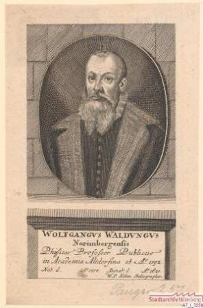 Wolfgang Waldung, Nürnberger, Professor für Physik in Altdorf; geb. 1554; gest. 1621