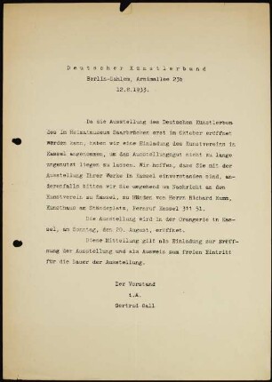 Da die Ausstellung des Deutschen Künstlerbundes...