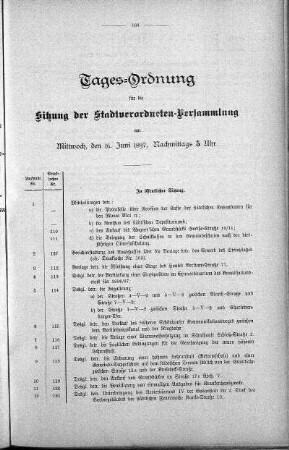 Tages-Ordnung, 16. Juni 1897