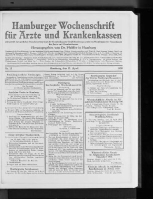 Wissenschaftliche Abende im Allgemeinen Krankenhause Eppendorf 1920.