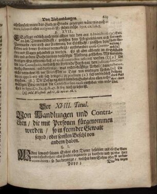 Der XVIII. Titul. - Der XXI. Titul.
