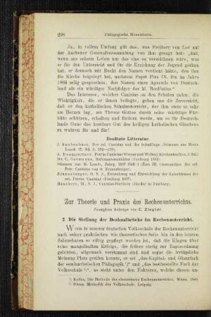 Zur Theorie und Praxis des Rechenunterrichts : zwanglose Beiträge