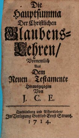 Die Hauptsumma der christlichen Glaubens-Lehre