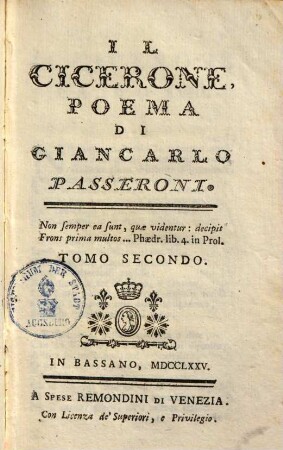 Il Cicerone : poema, 2