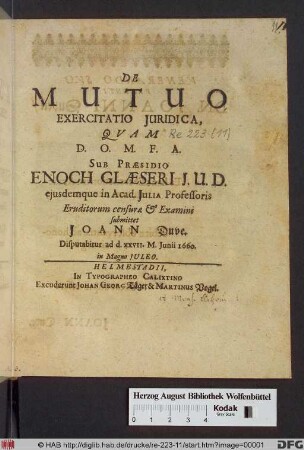 De Mutuo Exercitatio Iuridica