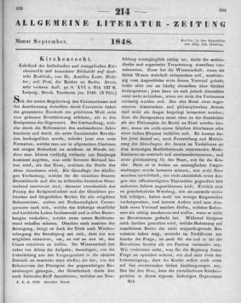 Richter, A. L.: Lehrbuch des katholischen und evangelischen Kirchenrechts mit besonderer Rücksicht auf deutsche Zustände. 3. Aufl. Leipzig: Tauchnitz 1848