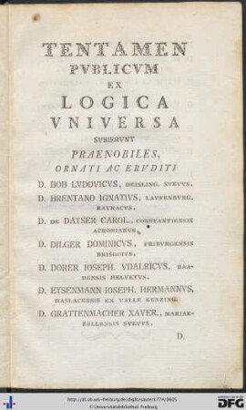 Tentamen Publicum Ex Logica Universa.