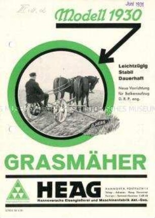 Grasmäher Nr. 1, Nr. 2 Nr. 3 Modelle 1930