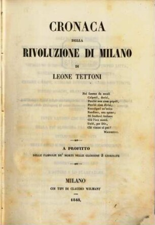 Cronaca della rivoluzione di Milano
