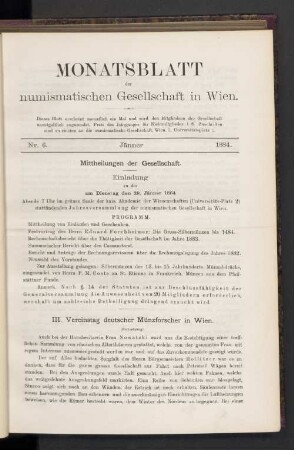 Nr. 6. Jänner 1884