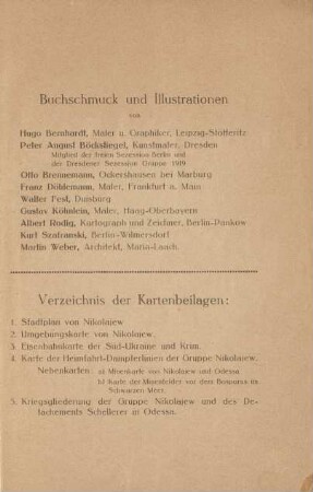 Buchschmuck und Illustrationen von ... / Verzeichnis der Kartenbeilagen
