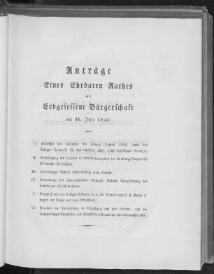 Acta Conventus Senatus et Civium, Iovis d. 31. Julii 1845