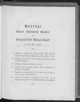 Acta Conventus Senatus et Civium, Iovis d. 31. Julii 1845