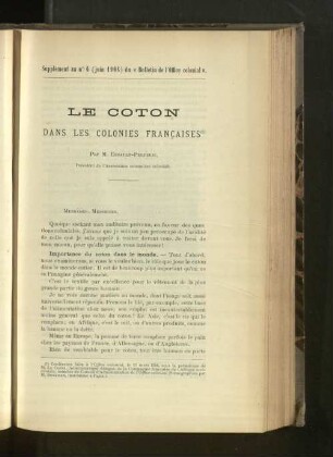 Le Coton Dans Les Colonies Francaises.