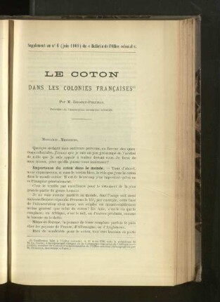 Le Coton Dans Les Colonies Francaises.