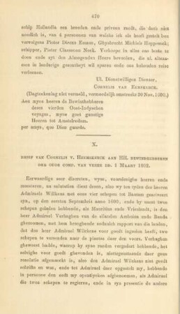 X. Brief van Cornelis v. Heemskerck aan HH. Bewindhebberen ...
