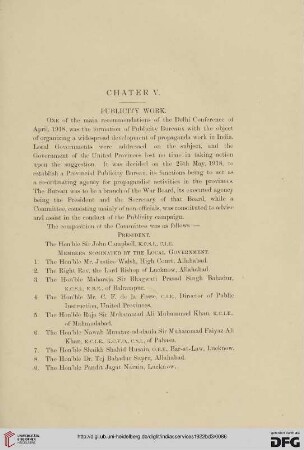 Chapter V – Publicity work