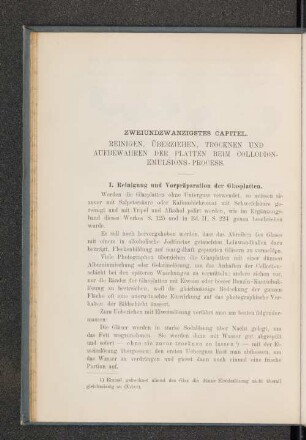 Zweiundzwanzigstes Capitel. Reinigen, Überziehen,Trocknen und Aufbewahren der Platten bei Collodion Emulsions-Process.