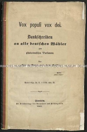 Abhandlung über die Parlamentswahlen 1867
